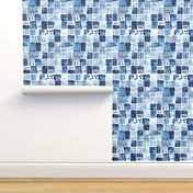 rustic watercolor shapes blue on white - medium scale