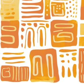 rustic watercolor shapes in shades of yellow on white - large scale