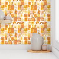 rustic watercolor shapes in shades of yellow on white - medium scale