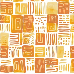 rustic watercolor shapes in shades of yellow on white - medium scale