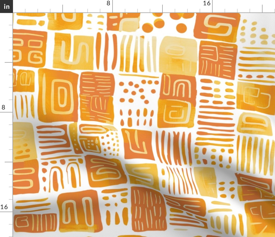 rustic watercolor shapes in shades of yellow on white - medium scale