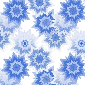 Bohemian Blooms Blues // White // Medium Scale