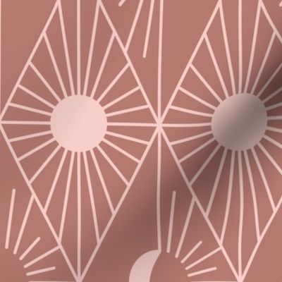 Whimsigothic Art Deco Sun and Moon | Terracota and Blush Pink