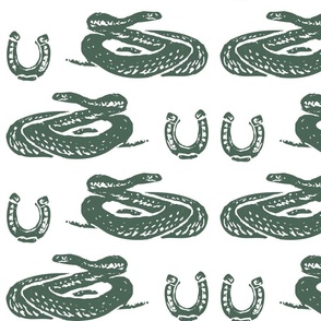 Luckstruck Snakes Green & White Wallpaper - 24” Fabric