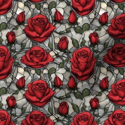 Stained Glass Red Rose Design