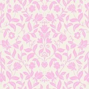  Scandinavian Style Flowers Pink on Cream -very small scale