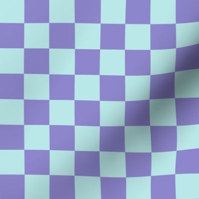 Checks - Purple and Soft Cyan - 1 inch squares