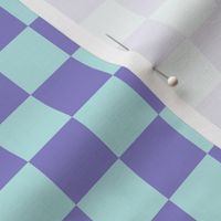 Checks - Purple and Soft Cyan - 1 inch squares