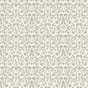 Scandinavian Style Flowers Taupe and Cream -very small scale