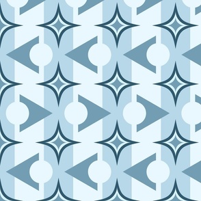Vintage Sportswear Shades of Blue Geometric Diamond Circle Triangle