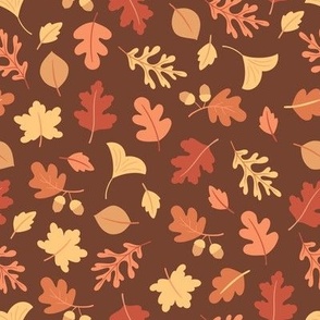 Autumn Falling Leaves on Brown