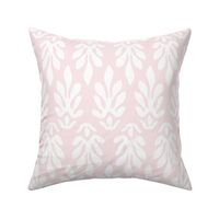 Simple Botanical Leafy Plant Block Print in Light Blush Pink and White