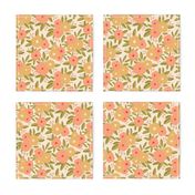 Golden Glow Floral in Apricot, Gold and Green_ tossed  pattern 