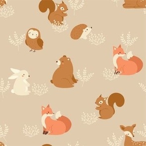 Cute Forest Animals in Neutral Colors