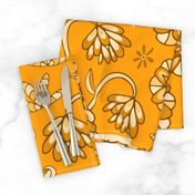 ABLOOM Boho Garden Floral Botanical in Monochromatic Mustard Yellow Brown Ochre Copper with Orange - LARGE Scale - UnBlink Studio by Jackie Tahara