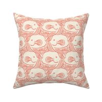 Tessellating Angel Fish in Monochrome Coral Orange and Ivory