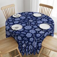 ABLOOM Boho Garden Floral Botanical in Monochromatic Cobalt Royal Blue Navy Indigo Periwinkle - LARGE Scale - UnBlink Studio by Jackie Tahara