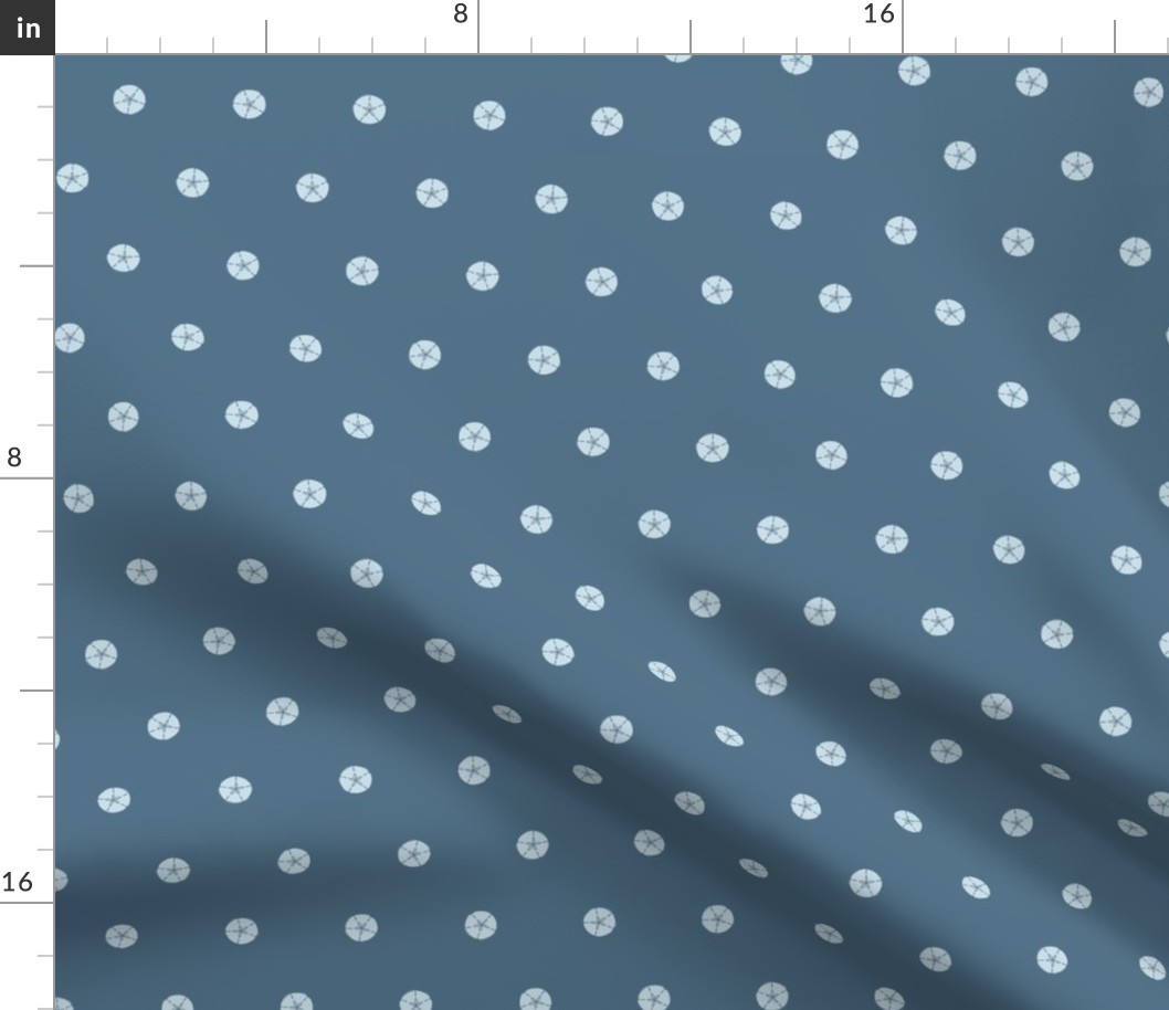 Small Sand Dollar Shells Coastal Polka Dots in Admiral Blue