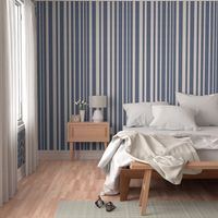 Coastal Textured Vertical Stripes in Classic Navy and White Coffee Off-White