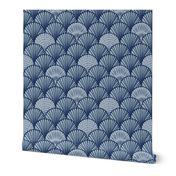 Coastal Scallop Sea Shells in Classic Navy Monochrome