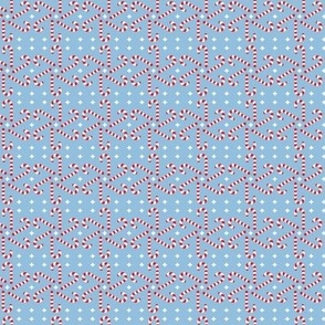 Christmas Holiday Candy Cane Pattern on Blue Background