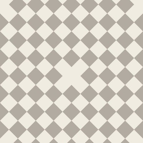 diner - cloudy silver taupe_ creamy white - diagonal checks