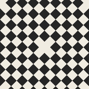 diner - creamy white_ raisin black - diagonal checks