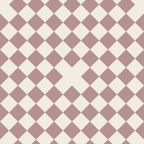 diner - creamy white_ dusty rose pink - diagonal checks