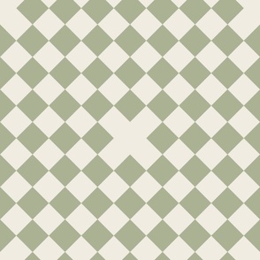 JUMBO // diner - creamy white_ light sage green - diagonal checks