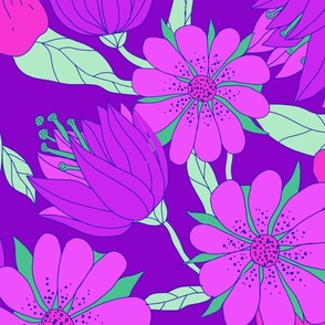 medium-Psychedelic 60s Floral-pink-purple