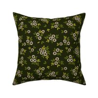 Retro Floral - Khaki Green (Small Scale)