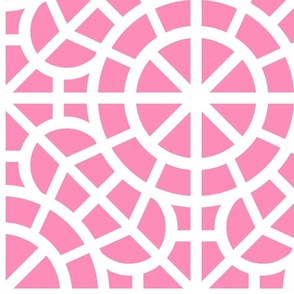 Tropical Pink and White Breeze Block Geometric in Candy Pink - Jumbo - Bright Pink Geometric, Palm Beach Pink, Palm Springs