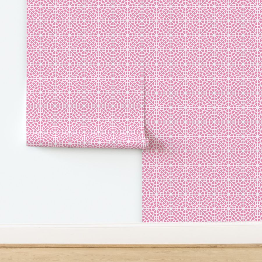 Tropical Pink and White Breeze Block Geometric in Candy Pink - Medium - Bright Pink Geometric, Palm Beach Pink, Palm Springs