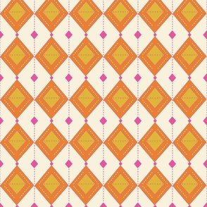Modern Vintage Diamond Pattern - Retro Argyle - Orange.
