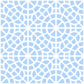 Coastal Blue and White Breeze Block Geometric in Pastel Azure Hamptons Blue - Large - Lattice, Trellis, Palm Beach