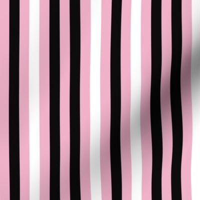 Pink Black and White Stripes small scale