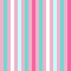 Turquoise and Pink Stripes small scale