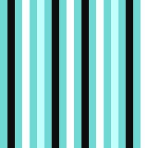 Turquoise Black and White Stripes small scale