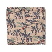  Tropical Rain exotic palms// tropical trees //pink,sage,orange //Large scale// wallpaper// fabric//home decor