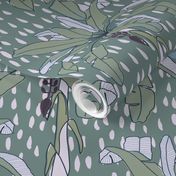  Tropical Rain exotic palms// tropical trees blue green //Large scale// wallpaper// fabric//home decor 