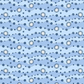 flowing stars on blue background, small 