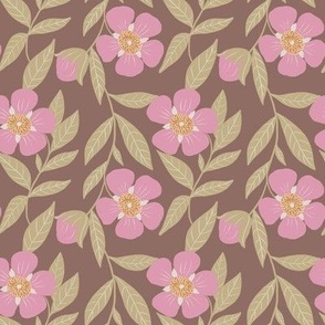 Sweet Blooms//lavender, sage, brown//small scale//home decor//fabric