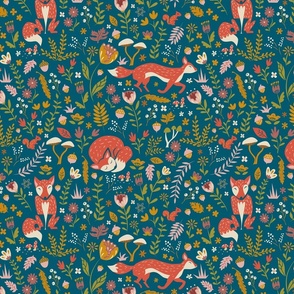 Foxes in a Blue Garden