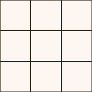 Grid / large scale / beige dark brown simple geometric square grid pattern