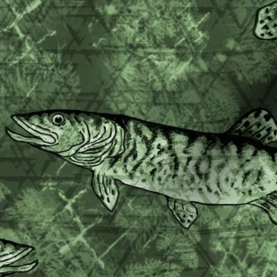 Musky Fish Monochromatic Camo - Color Pond 