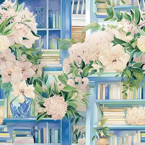 Bouquets & Bestsellers - Cream/Blue - Wallpaper 