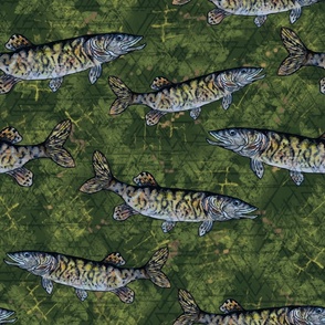 Musky Fish Green Camo - Large Scale 
