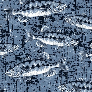 Bass Fishing Fabric, Wallpaper and Home Decor