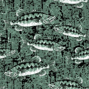 Spoonflower Fabric - Fish Bass Animal Fishing Printed on Petal
