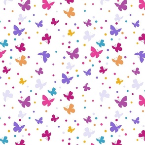 Pretty Bold Butterfly on clean white background Pink Lilac Yellow Blue Larger scale